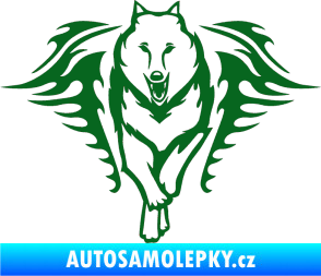 Samolepka Animal flames 039 levá  vlk tmavě zelená