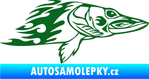 Samolepka Animal flames 074 pravá ryba tmavě zelená