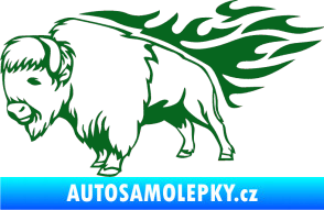 Samolepka Animal flames 077 levá býk tmavě zelená