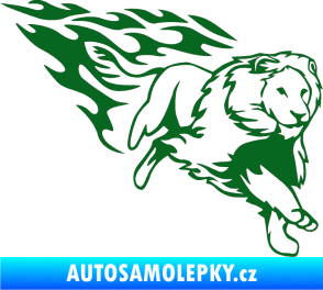 Samolepka Animal flames 087 pravá lev tmavě zelená
