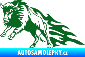 Samolepka Animal flames 089 levá býk tmavě zelená