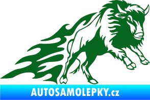 Samolepka Animal flames 089 pravá býk tmavě zelená