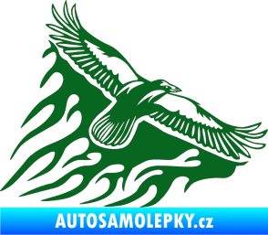 Samolepka Animal flames 091 pravá letící orel tmavě zelená