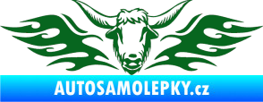 Samolepka Animal flames 098 levá býk tmavě zelená