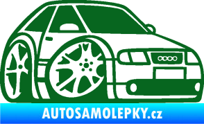 Samolepka Audi A3 karikatura pravá tmavě zelená