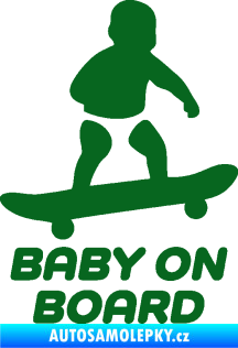 Samolepka Baby on board 008 pravá skateboard tmavě zelená