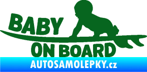 Samolepka Baby on board 010 levá surfing tmavě zelená