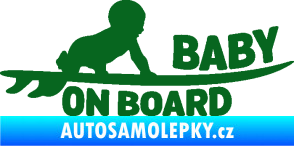 Samolepka Baby on board 010 pravá surfing tmavě zelená