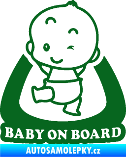 Samolepka Baby on board 011 levá s nápisem tmavě zelená