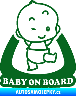 Samolepka Baby on board 011 pravá s nápisem tmavě zelená