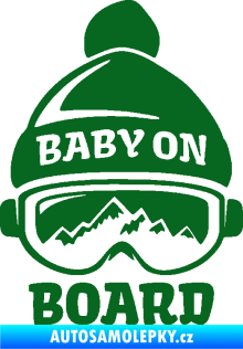 Samolepka Baby on board 012 levá na horách tmavě zelená