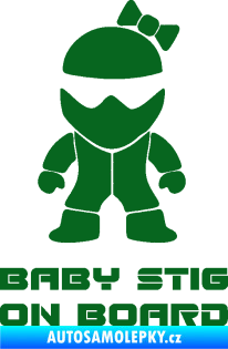 Samolepka Baby stig on board girl tmavě zelená