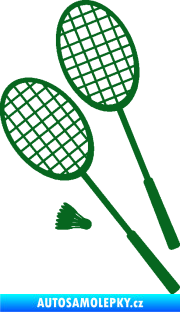 Samolepka Badminton rakety levá tmavě zelená