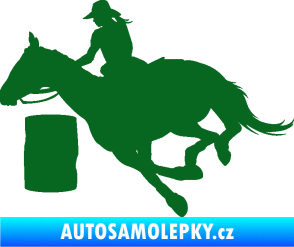 Samolepka Barrel racing 001 levá cowgirl rodeo tmavě zelená