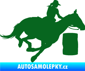 Samolepka Barrel racing 001 pravá cowgirl rodeo tmavě zelená