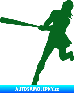 Samolepka Baseball 020 levá hráčka tmavě zelená