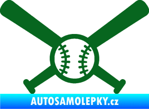 Samolepka Baseball míček a pálky tmavě zelená