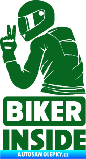 Samolepka Biker inside 003 levá motorkář tmavě zelená