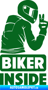 Samolepka Biker inside 003 pravá motorkář tmavě zelená