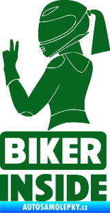 Samolepka Biker inside 004 levá motorkářka tmavě zelená