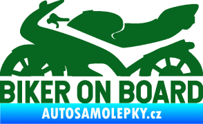 Samolepka Biker on board levá motorka tmavě zelená