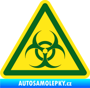 Samolepka Biohazard barevný trojúhelník tmavě zelená