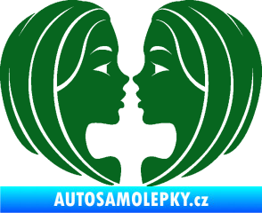 Samolepka Blíženci 002  tmavě zelená