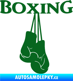 Samolepka Boxing nápis s rukavicemi tmavě zelená