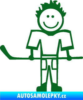 Samolepka Cartoon family kluk 002 levá hokejista tmavě zelená