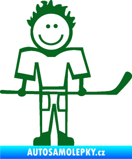 Samolepka Cartoon family kluk 002 pravá hokejista tmavě zelená