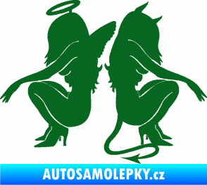 Samolepka Čertice 007 pravá s andělem tmavě zelená