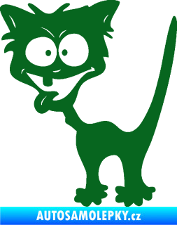 Samolepka Crazy cat levá bláznivá kočka tmavě zelená