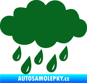 Samolepka Déšť 001 levá mrak a kapky tmavě zelená