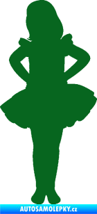Samolepka Děti silueta 011 levá holčička tanečnice tmavě zelená