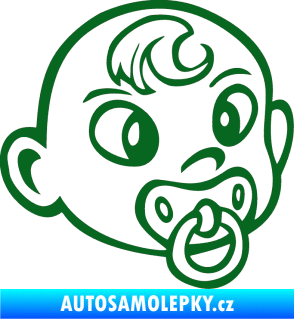Samolepka Dítě v autě 004 pravá miminko s dudlíkem hlavička tmavě zelená