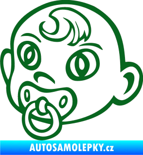 Samolepka Dítě v autě 005 levá miminko s dudlíkem hlavička tmavě zelená