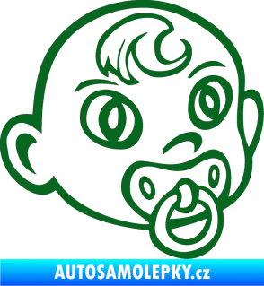 Samolepka Dítě v autě 005 pravá miminko s dudlíkem hlavička tmavě zelená
