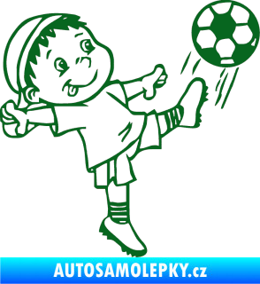 Samolepka Dítě v autě 022 pravá fotbalista tmavě zelená