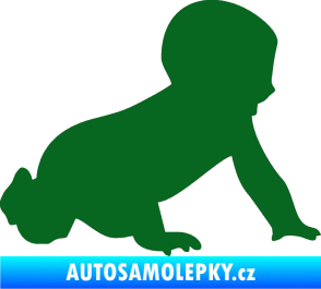 Samolepka Dítě v autě 025 pravá miminko silueta tmavě zelená