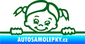 Samolepka Dítě v autě 030 levá malá slečna hlavička tmavě zelená