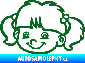 Samolepka Dítě v autě 035 levá holka hlavička tmavě zelená
