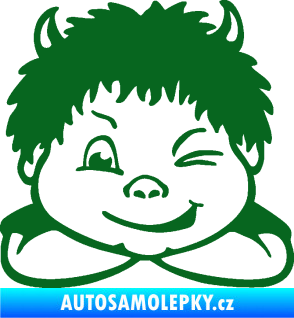 Samolepka Dítě v autě 055 levá kluk čertík tmavě zelená