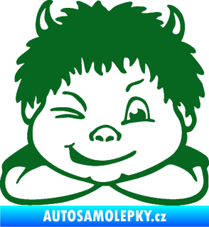 Samolepka Dítě v autě 055 pravá kluk čertík tmavě zelená