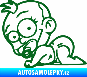 Samolepka Dítě v autě 067 levá lezoucí miminko tmavě zelená