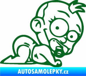 Samolepka Dítě v autě 067 pravá lezoucí miminko tmavě zelená