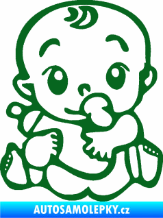 Samolepka Dítě v autě 069 levá mimčo s lahvičkou tmavě zelená