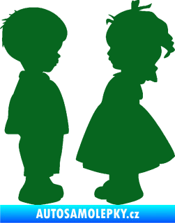 Samolepka Dítě v autě 071 pravá holčička s chlapečkem sourozenci tmavě zelená