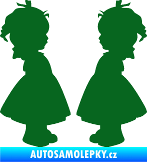 Samolepka Dítě v autě 072 dvě holčičky sourozenci tmavě zelená