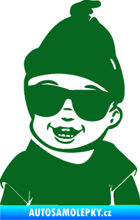 Samolepka Dítě v autě 081 levá chlapeček v brýlích tmavě zelená
