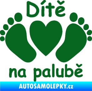 Samolepka Dítě v autě 089 nožičky s nápisem tmavě zelená